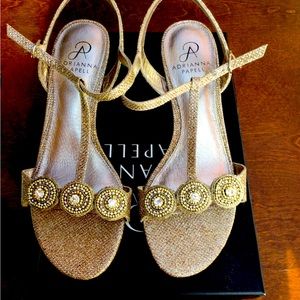 Golden glittery sandals